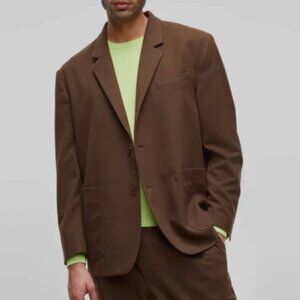 Mode of One Men's Relaxed-Fit Blazer Suit Dark Walnut Size L